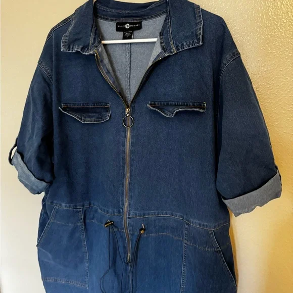 Ashley Stewart Indigo Denim Jumpsuit - Picture 4 of 9